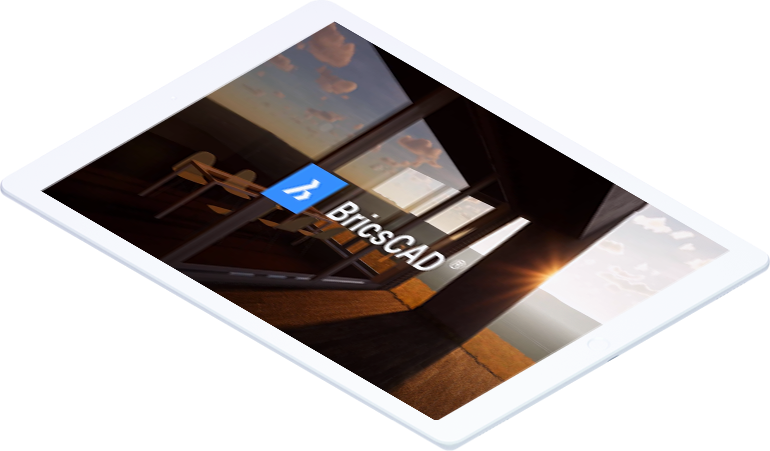 Tablet showing the BricsCAD drafting interface