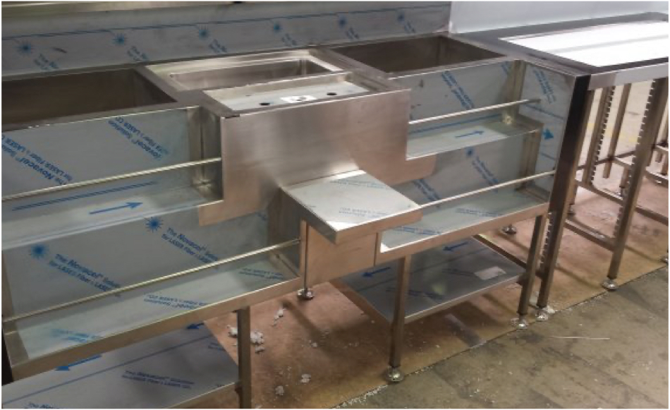 Stainless steel workbench under construction